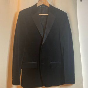 Velvet slim fit jacket with satin lapel